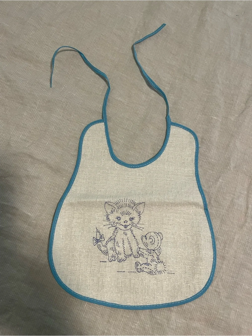 Vintage baby bib Hot Iron Transfer Barn kitchen towel embroidery Aunt Martha’s